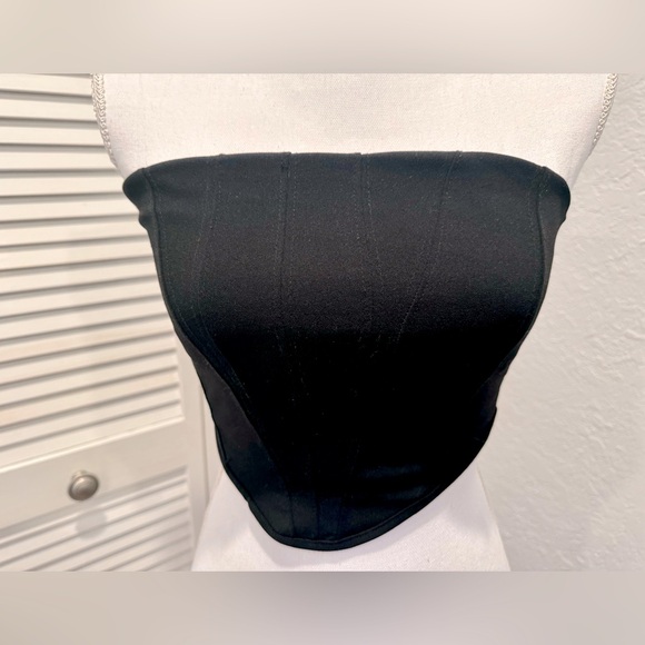 Missguided Black Strapless Corset Top Size US 4 - Picture 2 of 11